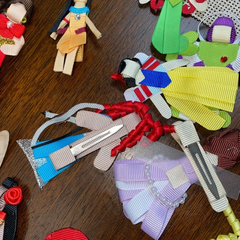 Custom Handmade Disney Princess Ribbon Hair Clips Bow Lot Ariel Cinderella